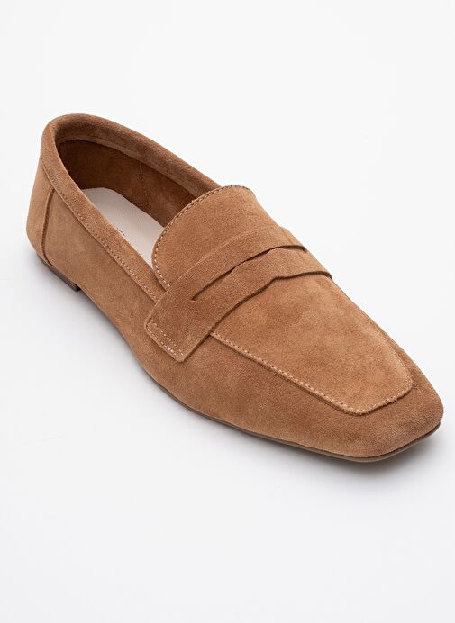MORNE Toprak Süet Hakiki Deri Kadın Loafer Ayakkabı - Görsel 4