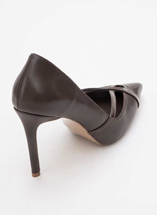 RUBY Kahverengi Cilt Rugan Detaylı Kadın Yüksek Topuklu Ayakkabı - Görsel 6