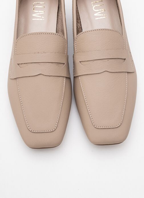 MORNE Bej Cilt Hakiki Deri Kadın Loafer Ayakkabı - Görsel 3