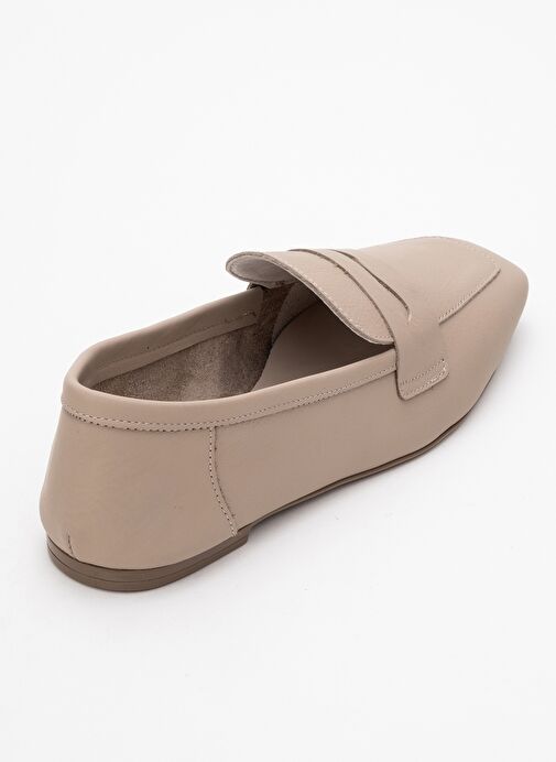 MORNE Bej Cilt Hakiki Deri Kadın Loafer Ayakkabı - Görsel 5