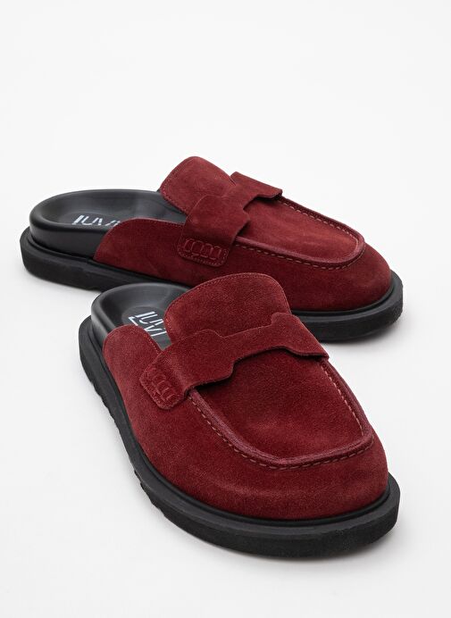 LAVEN Bordo Süet Hakiki Deri Kadın Terlik - Görsel 2