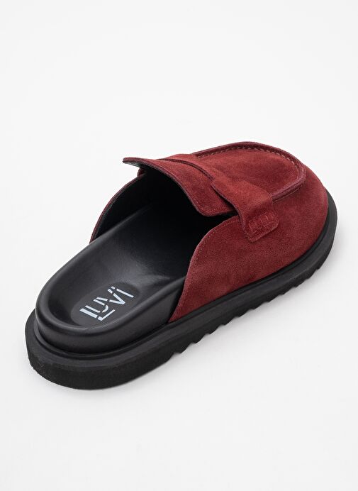 LAVEN Bordo Süet Hakiki Deri Kadın Terlik - Görsel 6