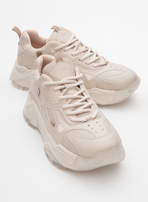 LECCE Bej Cilt Kadın Spor Ayakkabı - Görsel 2