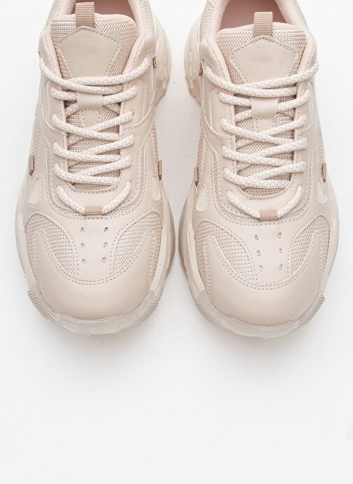 LECCE Bej Cilt Kadın Spor Ayakkabı - Görsel 3
