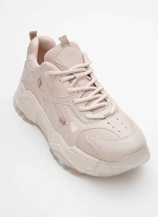 LECCE Bej Cilt Kadın Spor Ayakkabı - Görsel 4