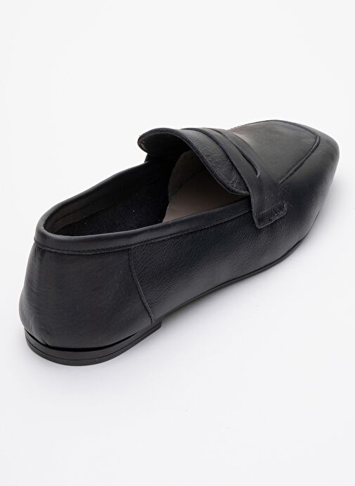 MORNE Siyah Cilt Hakiki Deri Kadın Loafer Ayakkabı - Görsel 6