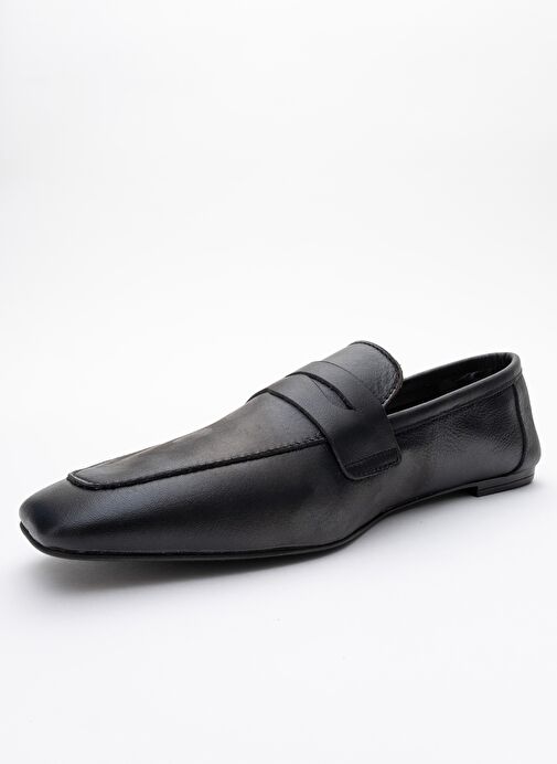 MORNE Siyah Cilt Hakiki Deri Kadın Loafer Ayakkabı - Görsel 5