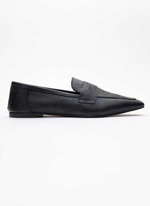 MORNE Siyah Cilt Hakiki Deri Kadın Loafer Ayakkabı - Görsel 7