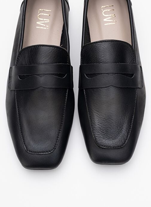 MORNE Siyah Cilt Hakiki Deri Kadın Loafer Ayakkabı - Görsel 3