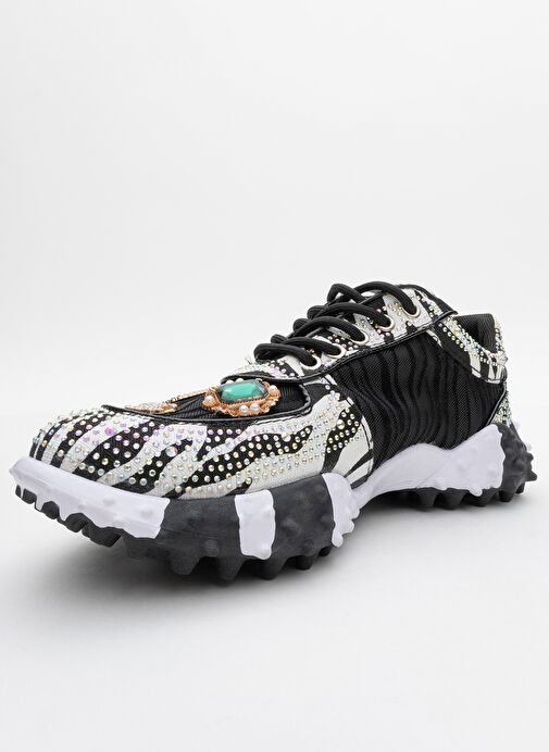 VERO Siyah Desenli Taşlı Kadın Spor Ayakkabı - Görsel 5