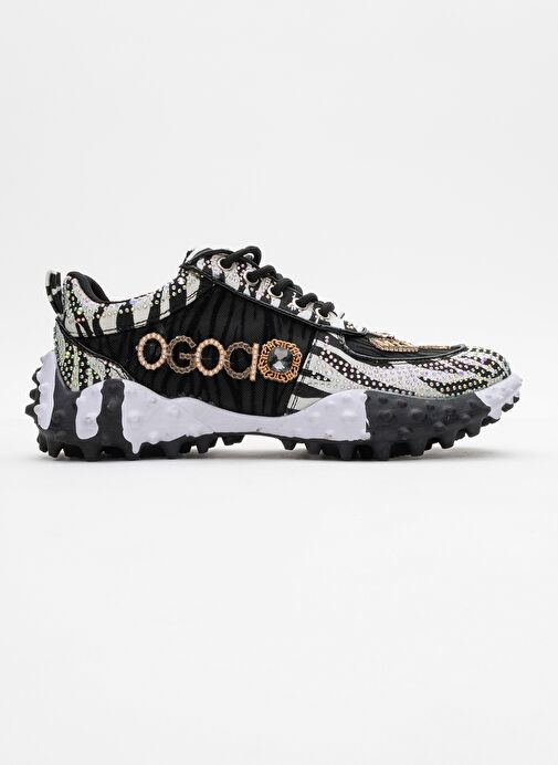 VERO Siyah Desenli Taşlı Kadın Spor Ayakkabı - Görsel 7