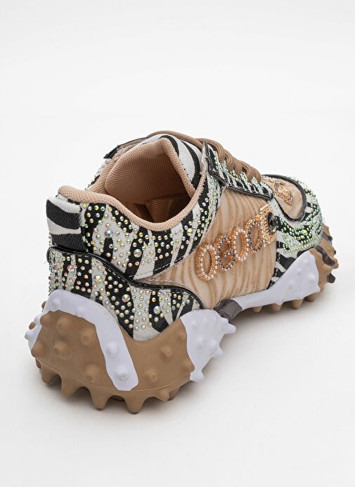 VERO Bej Desenli Taşlı Kadın Spor Ayakkabı - Görsel 6