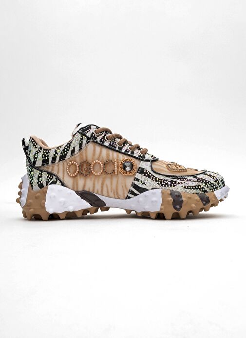 VERO Bej Desenli Taşlı Kadın Spor Ayakkabı - Görsel 7