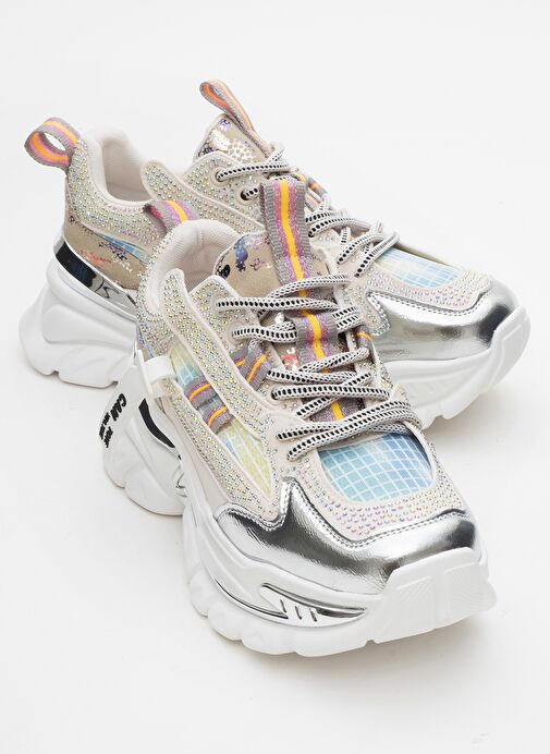 NOİ Beyaz Gümüş Taşlı Kadın Spor Ayakkabı - Görsel 2