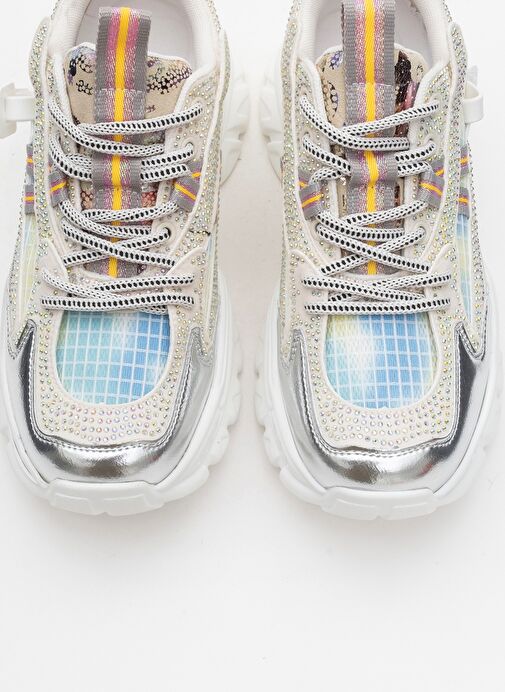 NOİ Beyaz Gümüş Taşlı Kadın Spor Ayakkabı - Görsel 3