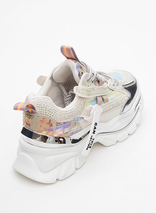 NOİ Beyaz Gümüş Taşlı Kadın Spor Ayakkabı - Görsel 6