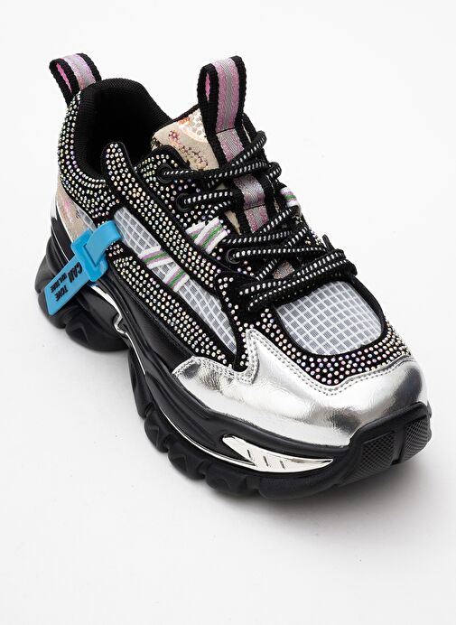 NOİ Siyah Gümüş Taşlı Kadın Spor Ayakkabı - Görsel 4