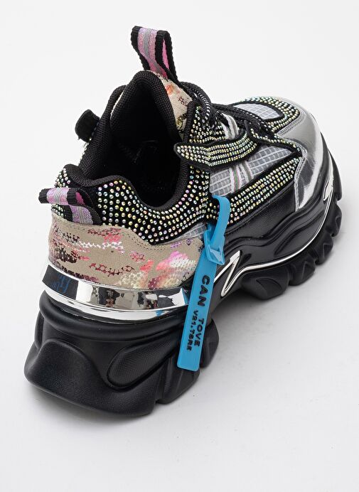 NOİ Siyah Gümüş Taşlı Kadın Spor Ayakkabı - Görsel 5