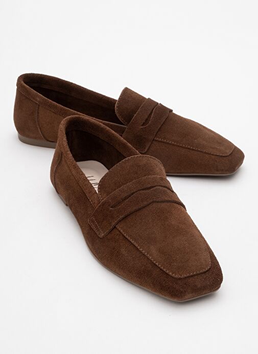 MORNE Kahverengi Süet Hakiki Deri Kadın Loafer Ayakkabı - Görsel 2
