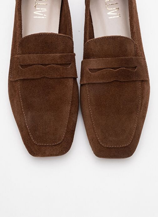 MORNE Kahverengi Süet Hakiki Deri Kadın Loafer Ayakkabı - Görsel 3