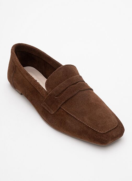 MORNE Kahverengi Süet Hakiki Deri Kadın Loafer Ayakkabı - Görsel 4