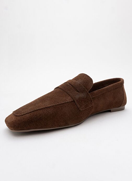 MORNE Kahverengi Süet Hakiki Deri Kadın Loafer Ayakkabı - Görsel 5