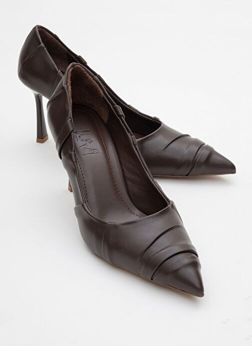 ANLY Kahverengi Cilt Kadın İnce Topuklu Ayakkabı - Görsel 2