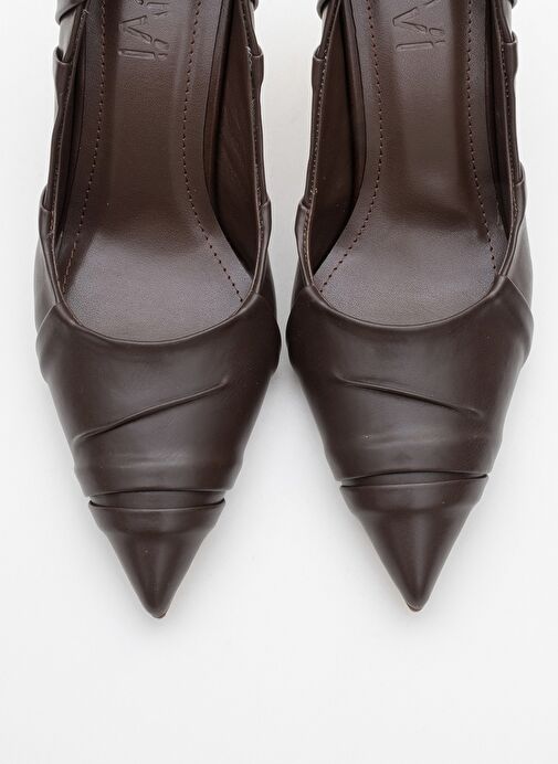 ANLY Kahverengi Cilt Kadın İnce Topuklu Ayakkabı - Görsel 3