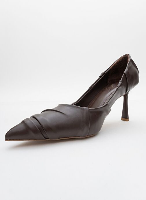 ANLY Kahverengi Cilt Kadın İnce Topuklu Ayakkabı - Görsel 5