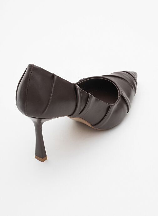 ANLY Kahverengi Cilt Kadın İnce Topuklu Ayakkabı - Görsel 6