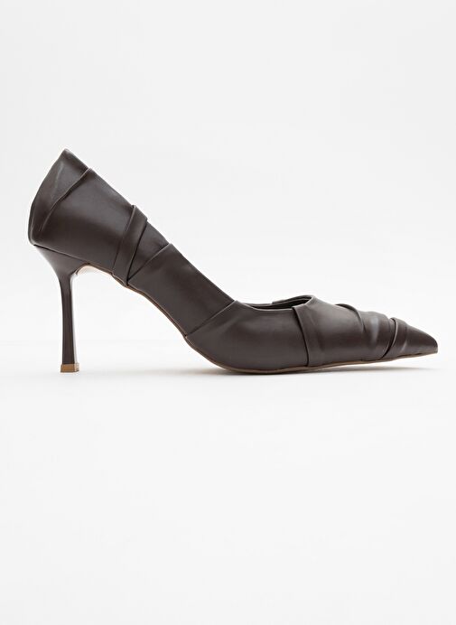 ANLY Kahverengi Cilt Kadın İnce Topuklu Ayakkabı - Görsel 7