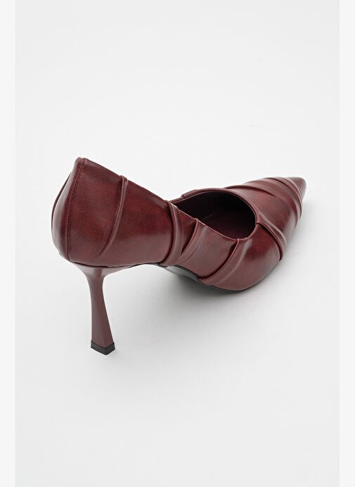 ANLY Bordo Cilt Kadın İnce Topuklu Ayakkabı - Görsel 6