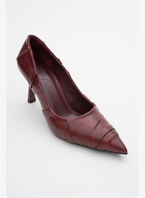 ANLY Bordo Cilt Kadın İnce Topuklu Ayakkabı - Görsel 4