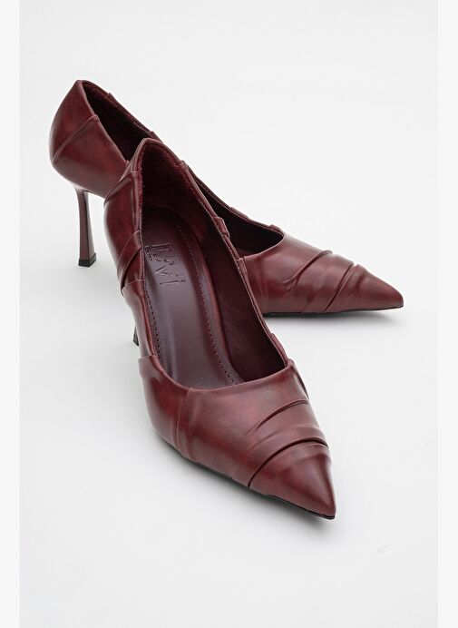 ANLY Bordo Cilt Kadın İnce Topuklu Ayakkabı - Görsel 2