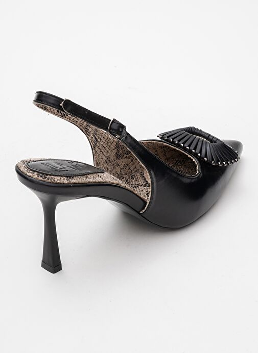 SPERA Siyah Desenli Tokalı Kadın İnce Topuklu Ayakkabı - Görsel 6