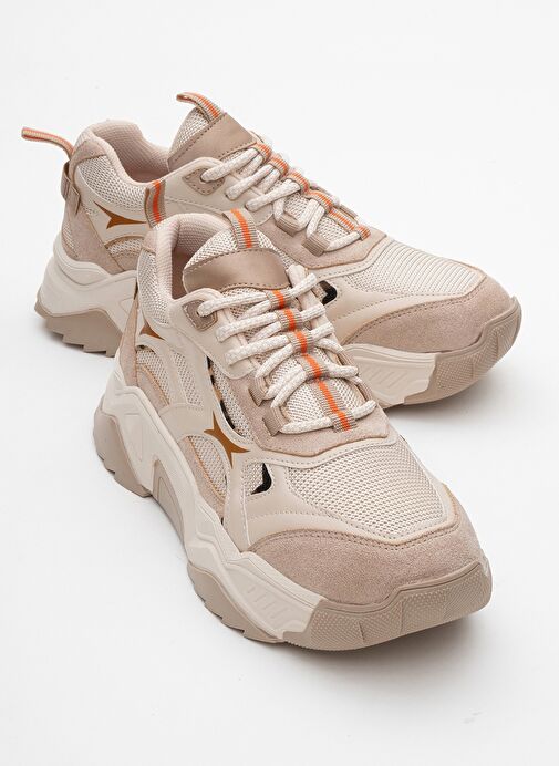 MELİNA Bej Desenli Kadın Spor Sneakers - Görsel 2