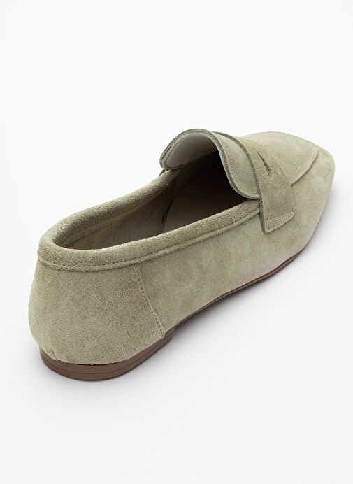 MORNE Yeşil Süet Hakiki Deri Kadın Loafer Ayakkabı - Görsel 6