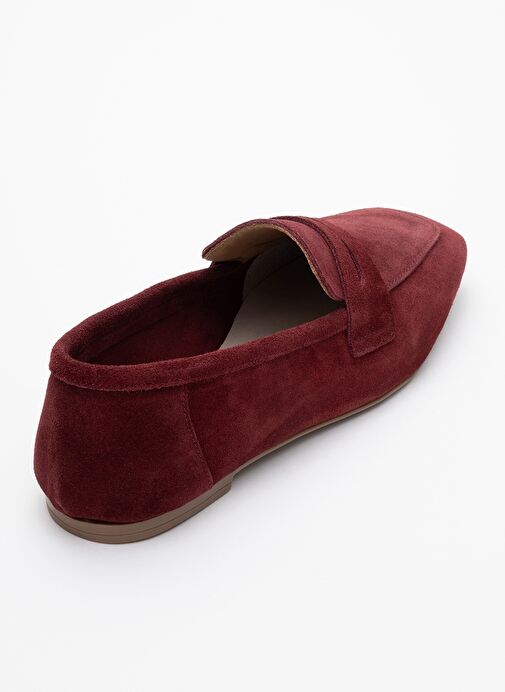 MORNE Bordo Süet Hakiki Deri Kadın Loafer Ayakkabı - Görsel 6