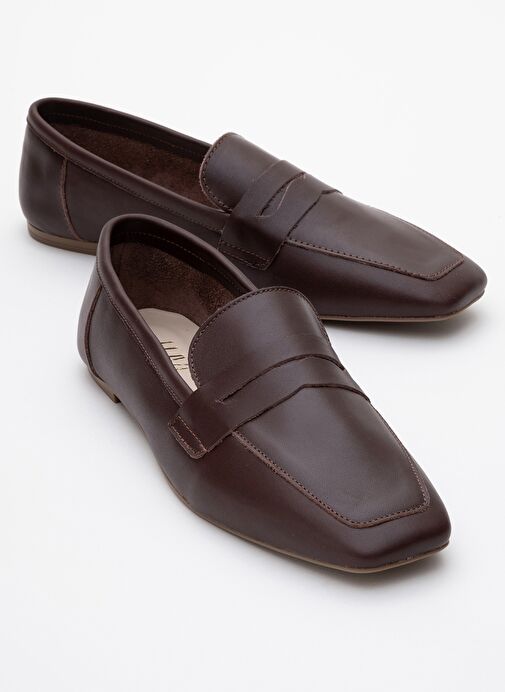 MORNE Kahverengi Cilt Hakiki Deri Kadın Loafer Ayakkabı - Görsel 2