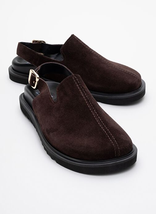 LABY Kahverengi Süet Hakiki Deri Kadın Sandalet - Görsel 2