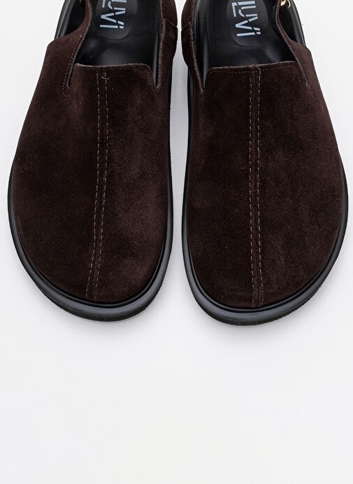 LABY Kahverengi Süet Hakiki Deri Kadın Sandalet - Görsel 3