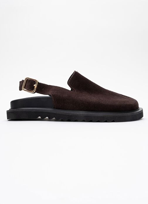 LABY Kahverengi Süet Hakiki Deri Kadın Sandalet - Görsel 7