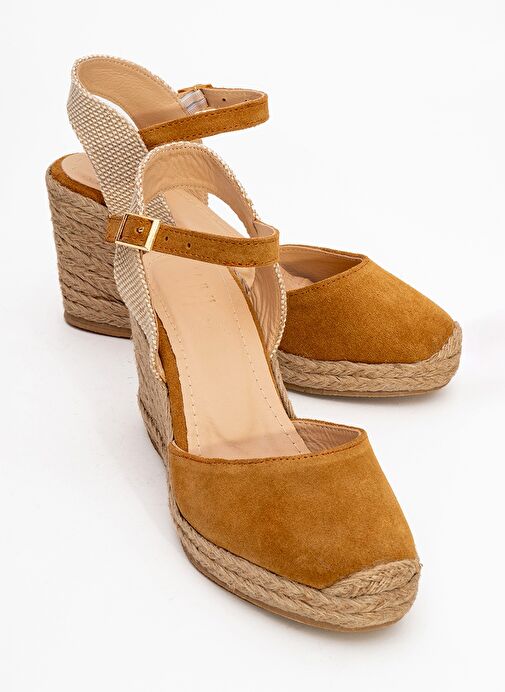 SİNTA Toprak Süet Deri Kadın Topuklu Sandalet - Görsel 2