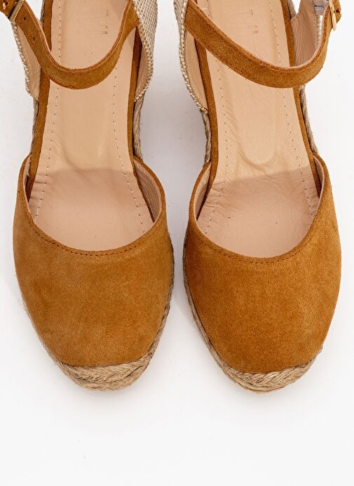 SİNTA Toprak Süet Deri Kadın Topuklu Sandalet - Görsel 3