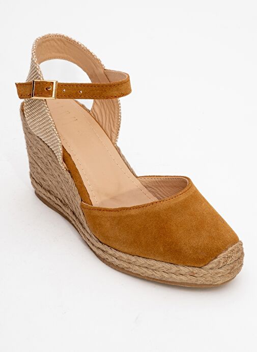 SİNTA Toprak Süet Deri Kadın Topuklu Sandalet - Görsel 4