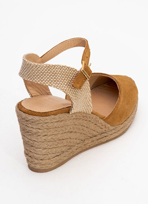 SİNTA Toprak Süet Deri Kadın Topuklu Sandalet - Görsel 6