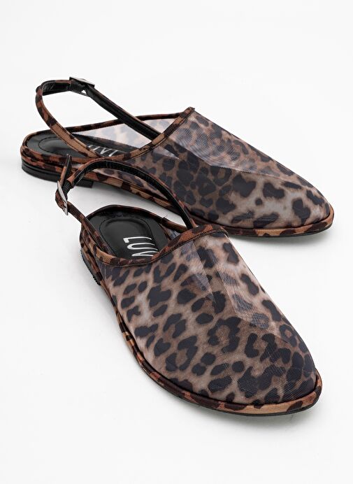 SHEN Siyah Sarı Desenli Fileli Burnu Kapalı Kadın Sandalet - Görsel 2