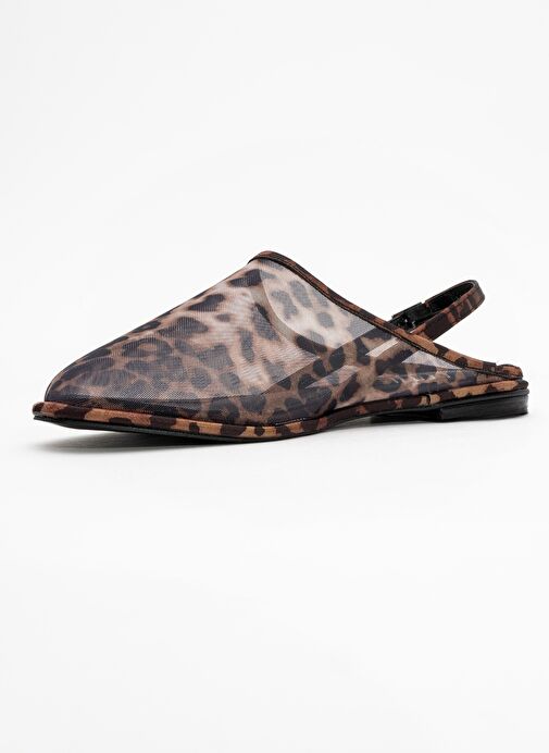 SHEN Siyah Sarı Desenli Fileli Burnu Kapalı Kadın Sandalet - Görsel 5