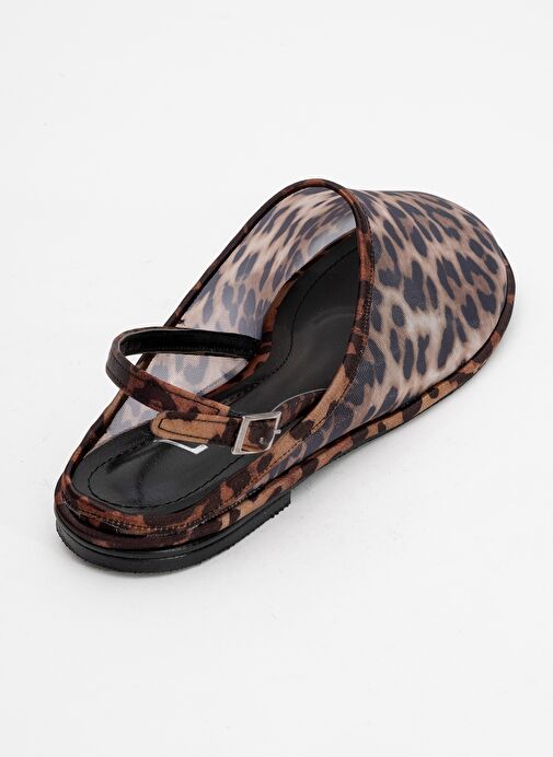 SHEN Siyah Sarı Desenli Fileli Burnu Kapalı Kadın Sandalet - Görsel 6