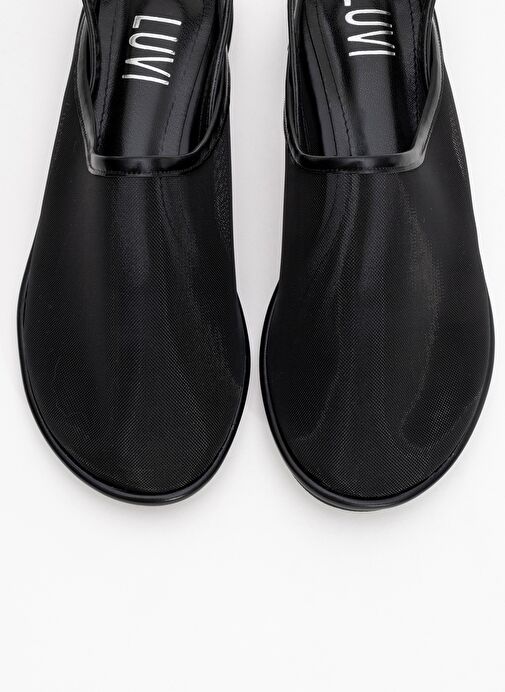 SHEN Siyah Fileli Burnu Kapalı Kadın Sandalet - Görsel 3